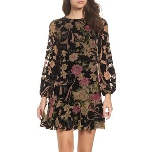 Eliza J Floral Print Velvet Shift Dress